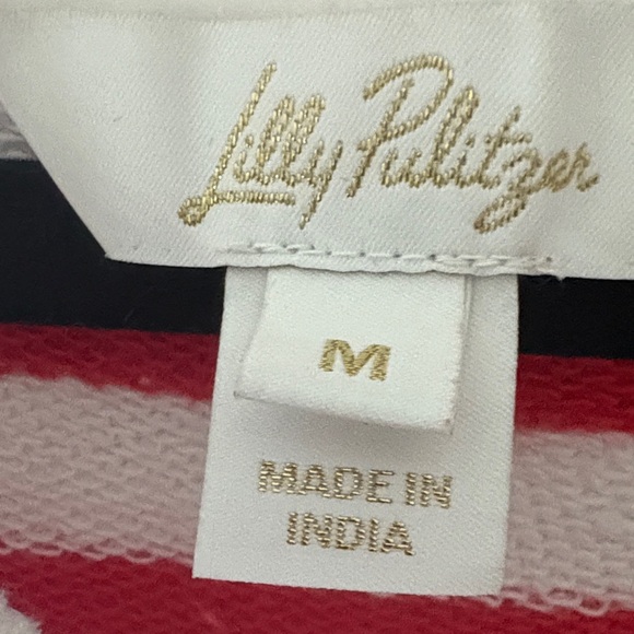 Lilly Pulitzer Red and White Striped Knit Top with sequined Starfish size M - Picture 2 of 6